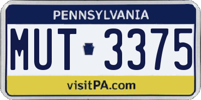 PA license plate MUT3375