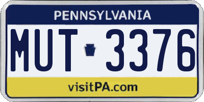 PA license plate MUT3376