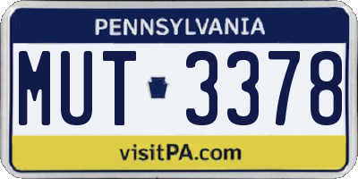 PA license plate MUT3378