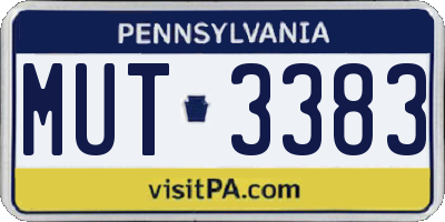 PA license plate MUT3383