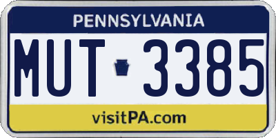 PA license plate MUT3385