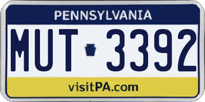 PA license plate MUT3392