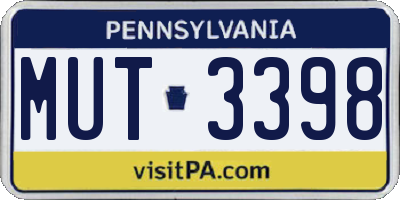 PA license plate MUT3398