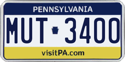 PA license plate MUT3400