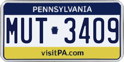 PA license plate MUT3409