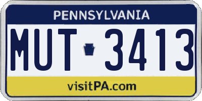 PA license plate MUT3413