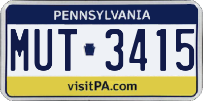 PA license plate MUT3415