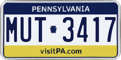 PA license plate MUT3417