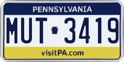 PA license plate MUT3419