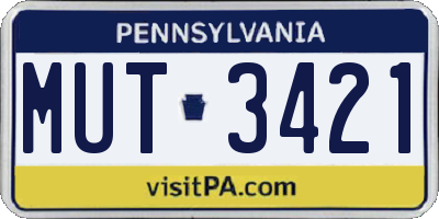 PA license plate MUT3421