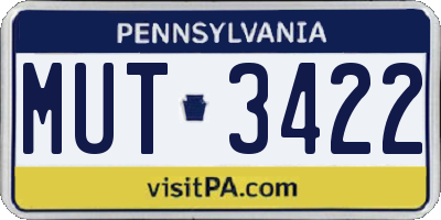 PA license plate MUT3422