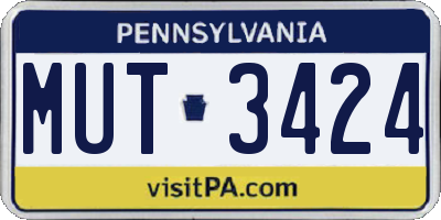 PA license plate MUT3424