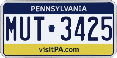 PA license plate MUT3425