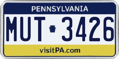 PA license plate MUT3426