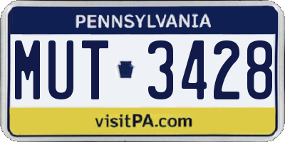 PA license plate MUT3428