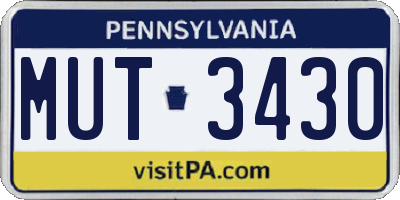 PA license plate MUT3430