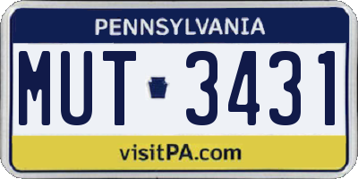 PA license plate MUT3431