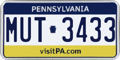 PA license plate MUT3433