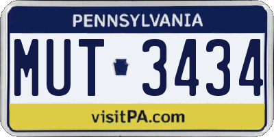 PA license plate MUT3434