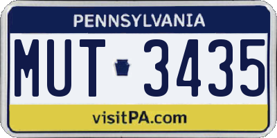 PA license plate MUT3435