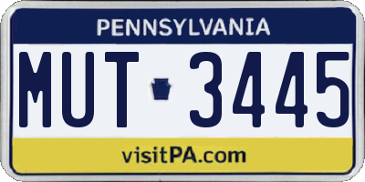 PA license plate MUT3445