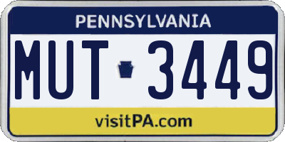 PA license plate MUT3449