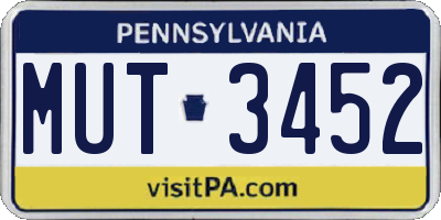 PA license plate MUT3452