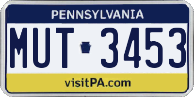 PA license plate MUT3453