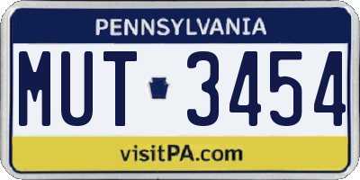 PA license plate MUT3454