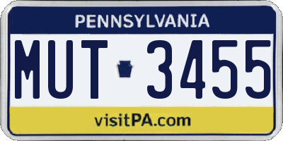 PA license plate MUT3455