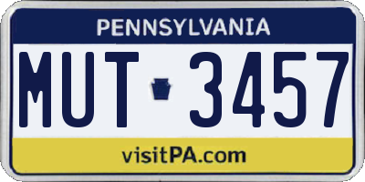 PA license plate MUT3457