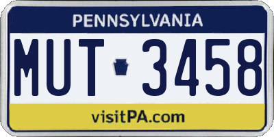 PA license plate MUT3458