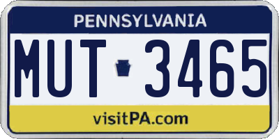 PA license plate MUT3465