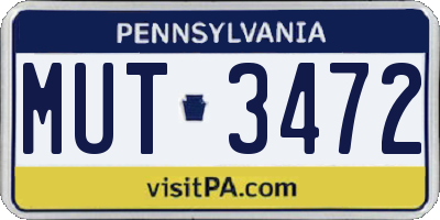 PA license plate MUT3472