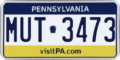 PA license plate MUT3473
