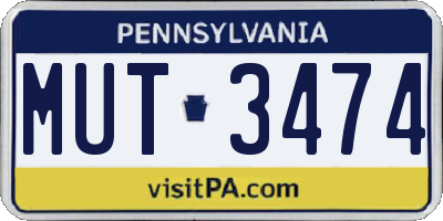 PA license plate MUT3474