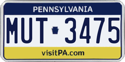 PA license plate MUT3475