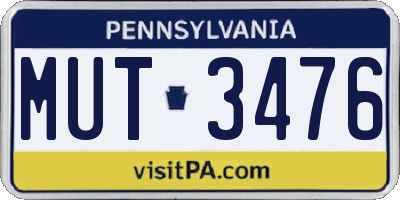 PA license plate MUT3476