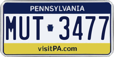 PA license plate MUT3477