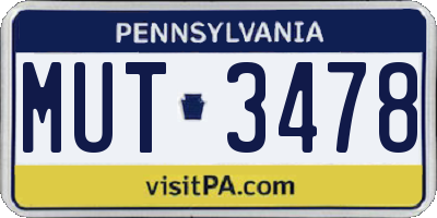 PA license plate MUT3478