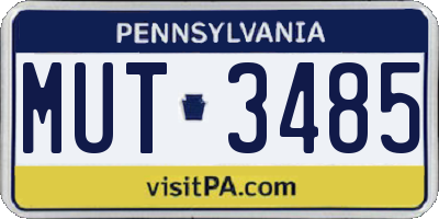 PA license plate MUT3485