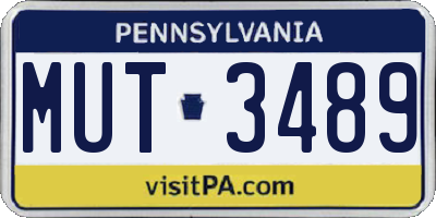 PA license plate MUT3489