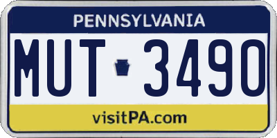PA license plate MUT3490