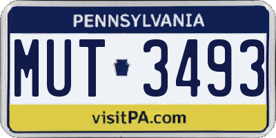PA license plate MUT3493