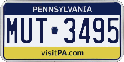 PA license plate MUT3495
