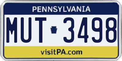 PA license plate MUT3498
