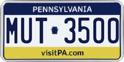 PA license plate MUT3500