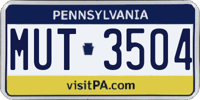 PA license plate MUT3504