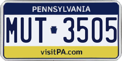 PA license plate MUT3505