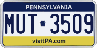 PA license plate MUT3509